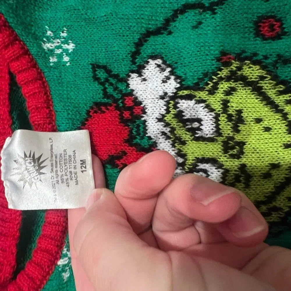 Grinch Festive Green and Red Kids Sweater